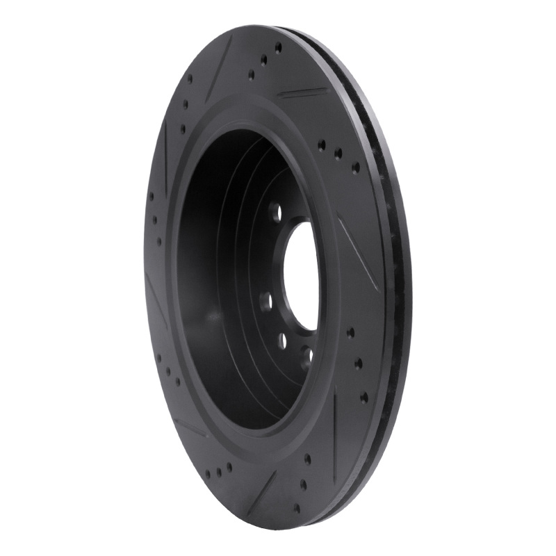 Land Rover Discovery Brake Rotor (1) - Rear Right - R1 Concepts - Drilled & Slotted - Black - `05-`16